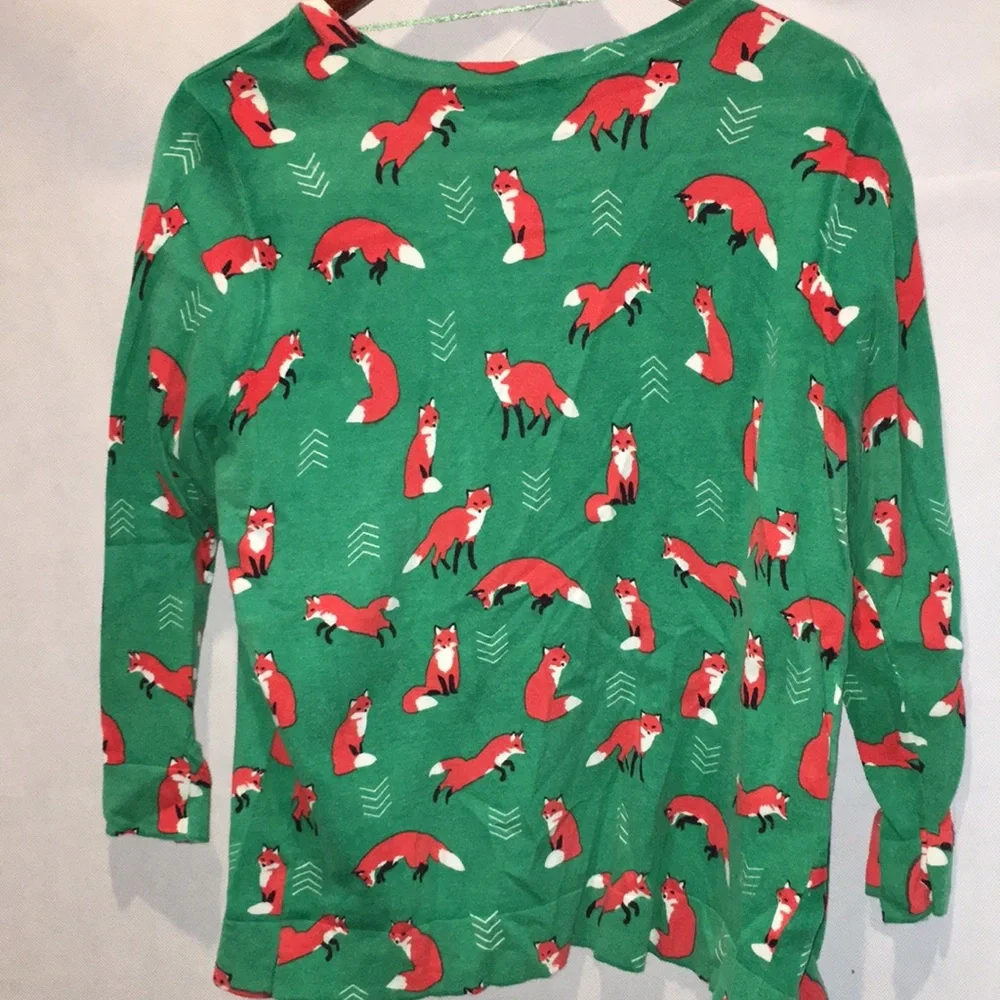 Le Tigre Fox Pattern Green Cardigan | Size L - Picture 4 of 4